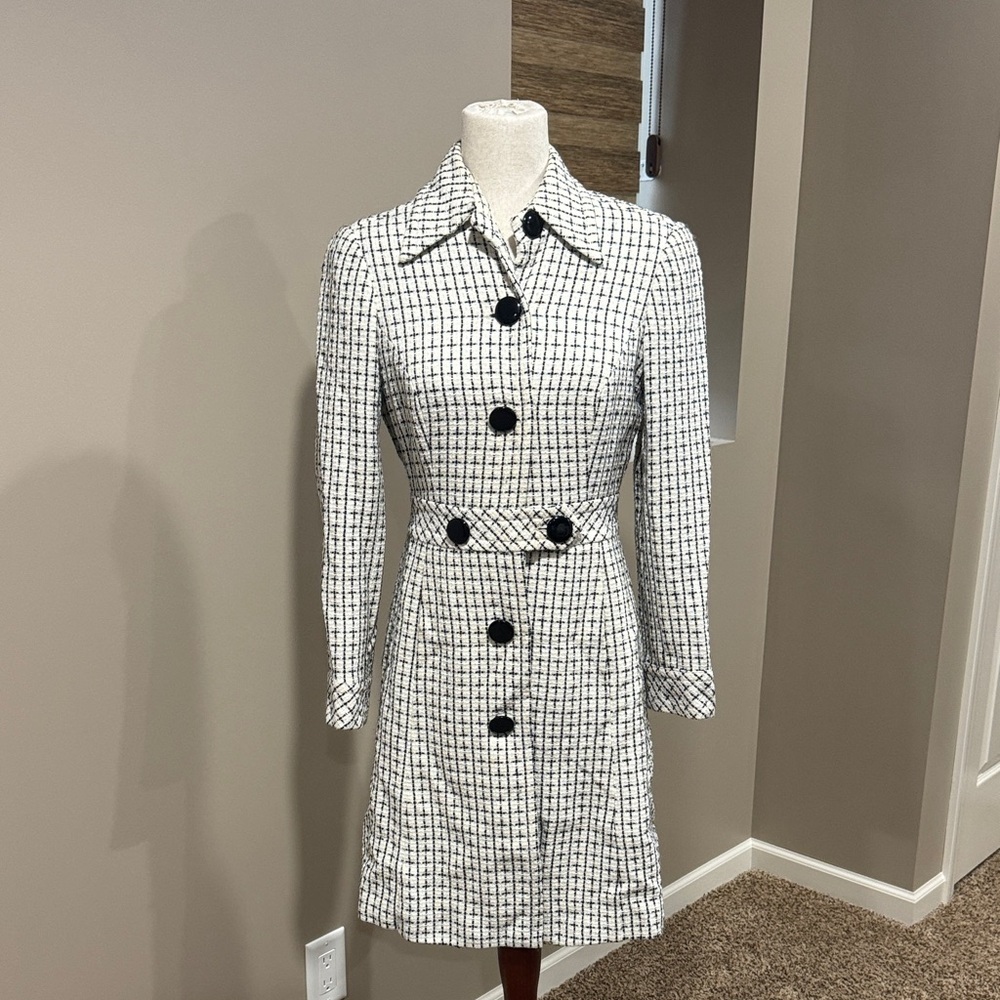 Trina Turk Black and White Pea Coat